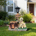 Animal Outdoor Statue Planter Solar Light Welcome Garden Sculpture Resin Flower Pot Decorative Porch Patio Yard Lawn Entryway Figurine with LED Lamp Rustic Plant Holder Ornament Courtyard (M)