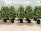 30" Artificial Boxwood Faux Plants Outdoor, UV Resistant Topiary Trees Realistic Cone-Shaped Fake Bushes and Shrubs Potted Fakeplants Set of 2 for Front Porch Patio Outside Planter Decor