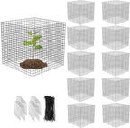 Small Wire Plant Protectors, 10 Pack 12" Square Plant Protectors from Animals Mesh Plant Cage Chicken Wire Cover for Protect Plants, Garden,Shrubs and Vegetables from Animals