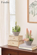 2-Pack Artificial Succulent Plants in Vintage Plastic Pots - Waterproof Fake Plants Decor for Home Office Desk - Low Maintenance Indoor Greenery for Bathroom, Shelf & Table