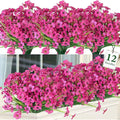 Ouddy Decor 12 Bundles Artificial Flowers for Decorations Fake Silk Plants for Outdoor Indoor UV Resistant Faux Plastic Greenery Stems for Window Garden Porch Home Spring Summer Decoration, Rose Red