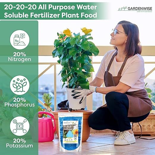 Gardenwise 20-20-20 Water-Soluble Fertilizer – Powder for Liquid Plant Food for Indoor & Outdoor Plants, Orchids, Vegetables, Lawns, Flowers – 20 20 20 Fertilizer (10 QUARTS)