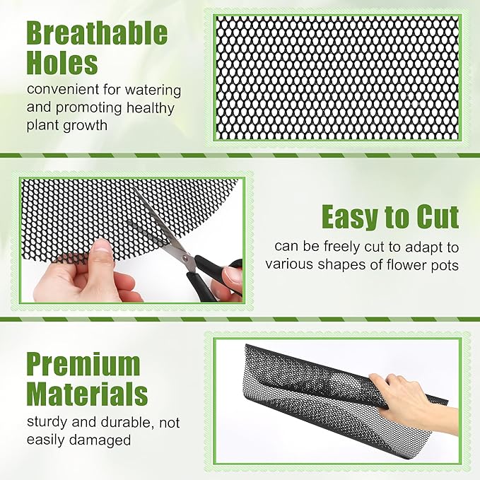 Catcan Plant Pot Soil Covers, 4Pcs 15.7 Inch Animal Barrier Protectors for Indoor Outdoor Potted Plants, Includes Scissors, Marker, Plant Labels & Ground Pegs