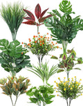 Ouddy Decor 18 Pcs Artificial Plants Outdoor, Fake Boxwood Plants UV Resistant Artificial Flowers Greenery Stems Faux Shrubs for Indoor Outdoor Porch Patio Garden Spring Summer Home Decor