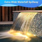 NFESOLAR Pond Waterfall Spillway Kit, Includes 23.6" W Stainless Pond Waterfall Box, 1200 GPH Water Pump, 10FT Corrugated Tubing for Outdoor Ponds Pool Streams up to 3000 Gallons N4611