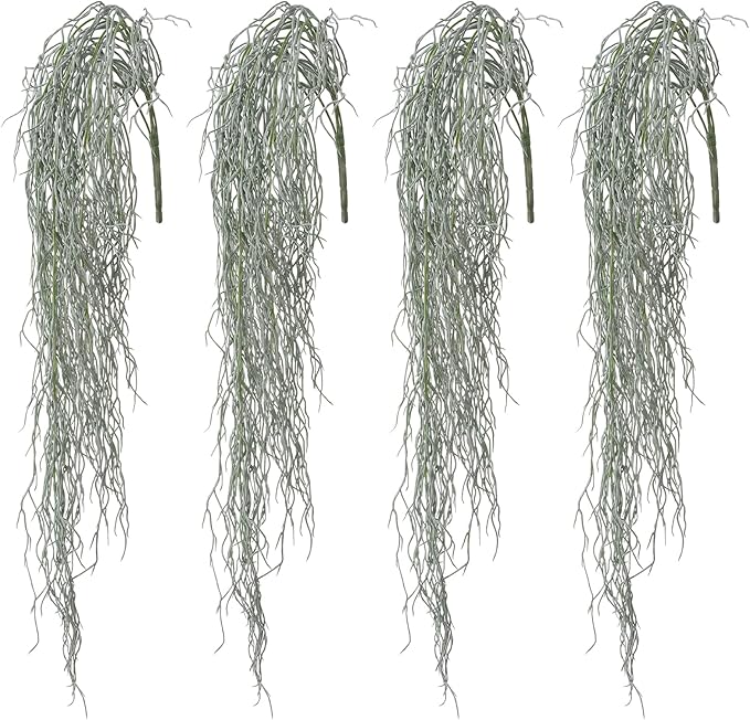 dallisten 4 Pcs Fake Hanging Plants, 36" Artificial Hanging Grass Plants Greenery Vines UV Resistant Faux Trailing Plants for Indoor Outdoor Wall Shelf Porch Boho Home Patio Decor(Dust Green)