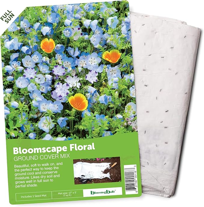 Seed Mat - Easy to Plant and Grow Garden Seeds - Creates Fragrant, Vibrant Flower Garden (BloomScape Floral Ground Cover Blend - 1 mat)