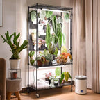 Bstrip Plant Cabinet with Pegboard, 3 Tier Plant Shelf with Grow Light, Metal Plant Stand with 4 Pack 96W Grow Lights for Indoor Plant, Foliage Plants, Seed Starting, 29.5"x13.8"x59"