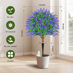 JTING' CHOISIR Set of 2 Artificial Lavender Boxwood Topiary Ball Trees with Ground Spike, 26 Inches UV Resistant Fake Evergreen Plant Bushes Shrubs for Indoor Outdoor Front Porch Garden (Lavander)