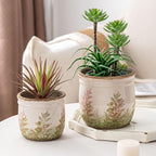SURE YUESI for Mom from Daughter or Son, Vintage Pink & Green Ceramic Planter Set of 2, 4.7” & 5.7” Rustic Flower Pots for Indoor Plants, Decorative Home & Garden Plant Pots