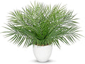 Briful Artificial Palm Plant in White Pot, 18” Faux Tropical Tabletop Plant with 14 Realistic Leaves, Small Potted Palm Tree for Farmhouse, Coffee Table, Entryway, Bathroom, Shelf & Living Room Decor