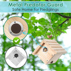 Dreyoo 2 Pack Wren House, 1-1/8'' Entrance Hole Hanging Wooden Wren Bird Houses for Outside with Metal Guard, Air Vents, Pine Wood for Chickadees (Wood Color)