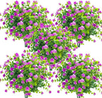 Grunyia 10 Bundles Artificial Fake Flowers, Faux Outdoor Plastic Plants UV Resistant Shrubs Outside Indoor Decorations (Purple-Eucalyptus)