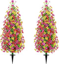 2 Pcs 3.6FT Topiary Trees Artificial Outdoor, Faux Flowers Cedar Tree UV Resistant Shrubs for Indoor Planters Outdoor Porch Halloween Decoration (Color Mixing)