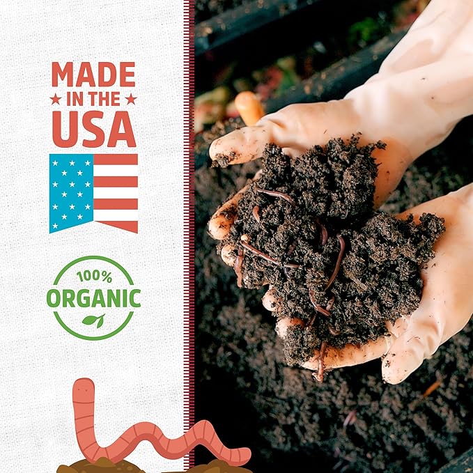 Back to the Roots Organic Worm Castings for Plants, Natural Fertilizer and Soil Enhancer for Gardening, Made in the USA, 5lb