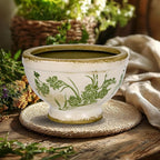 Dosayes Vintage Ice Crackle Grazd Ceramic Flower Pot with Drainage Holes, 4.33 Inch Rustic Planter for Indoor Plants, Outdoor Garden, Farmhouse Gift Tuscan Decor (Green)