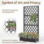 Metal Planter Box with Trellis,72"x35"x15",Galvanized Raised Garden Bed Trellis Outdoor Planter with Privacy Screen & Wheels and Drainage Holes,for Patio Climbing Vegetables,Flowers,Vines,Black
