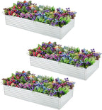 Meberam 3 Pack 6x3x1FT Galvanized Raised Garden Beds Kit Outdoor Metal Gardening Planter Box for Vegetable Elevated Flower Herbs,Silver