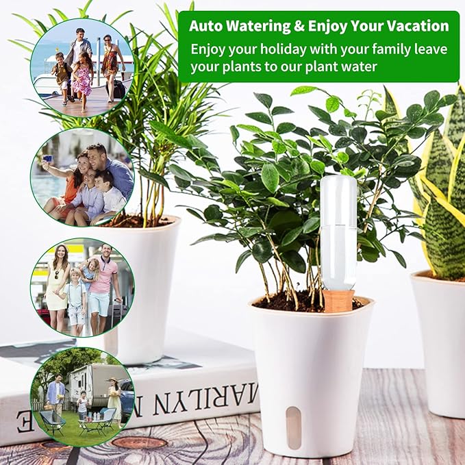 Baxrou Plant Self Watering Stakes 12 Pack Terracotta Watering Spikes for Indoor and Outdoor Plants,Wine Bottle Plant Watering Devices, Automatic Plant Waterers for Vacation