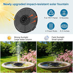 Solar Fountain Pump with 3 Spray Height Adjustment, Upgraded PET Solar Bird Bath Fountains with 6 Nozzles, Solar Water Fountain Pump for Outdoor, Bird Bath, Garden, Pool, Pond