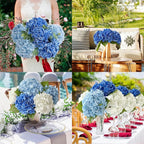 ZYTUYO 3 PCS Dark Blue Hydrangea Real Touch Artificial Flowers 21'' Latex Large Hydrangea with Long Stems for Wedding Table Centerpieces Indoor Kitchen Spring Home Decor Outdoor Porch