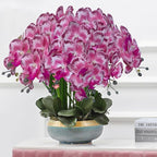 FagusHome 32 Inch Artificial Phalaenopsis Flowers 6 Pcs Artificial Orchid Flowers Stem Plants for Home Décor (Pink Piebald)