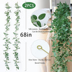 mizii 2 Strands Artificial Vines Garland 68" Fake Vine with Small Green Leaves Silk Rose Leaf Faux Hanging Plants Greenery Decorations for Bedroom Room Table Centerpieces Wedding Decor (Rose Leaves)