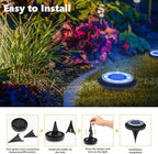Flacchi Solar Lights Outdoor Waterproof - 2-in-1 Solar Powered Ground Lights Outdoor Solar Disk Light Landscape Light for Deck Step Patio Yard Pathway Walkway Driveway Garden (Blue, 2 Pack)