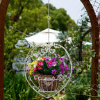 39.7" Hanging Plant Holder,Metal Heart Planter, Hanging Planters,for Patio, Porch, Bedroom, Living Room Decor（White）