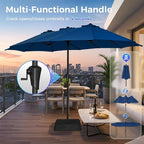 SUPERJARE 13FT Outdoor Umbrella for Patio, Double sided Pool Umbrellas with Fade Resistant Canopy, Large Table Umbrella for Deck, Market, Backyard - Navy Blue(No Base)