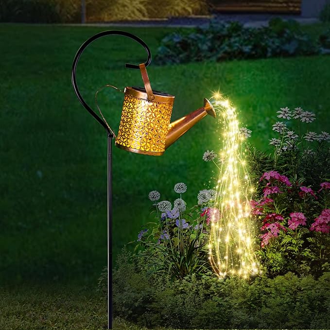 SRNPMIU Solar Watering_Can Light - Solar Yard Decorations Outdoor,Garden Decor Lights for Yard,IP65 Waterproof Hanging Lantern Lights,Outside Garden Flower Bed Decor Light for Moms Birthday