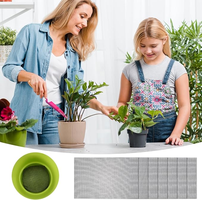 20 PCS Flower Pot Hole Mesh Pad Drainage Screens Plant Succulent Potting Mat Bonsai Meshes Pots Substrate Barrier Plants Screen Mesh Plant Pots Drainage Meshes for Preventing Soil Leakage