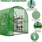 GarveeLife 8.2x6.6x6.6 ft Premium Greenhouse for Outdoors,Upgraded Portable Walk-in Heavy Duty Frame Large Garden Plant Hot Outside Hoop House,Green
