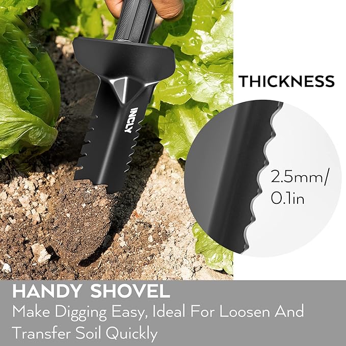 INCLY Metal Detector Shovel, Heavy Duty Double Serrated Edge Digger, Detecting Digging Tool with Sheath for Belt Mount, Gardening & Detecting Accessories for Metal Detection Digging Weeding Planting
