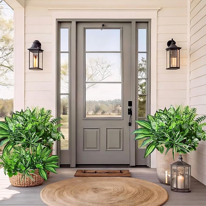 Waipfaru Artificial Plants Outdoor UV Resistant, Realistic Fake Plants Artificial Greenery, Large Bunches Faux Plants for Indoor Outdoor Porch Patio Garden Spring Summer Home Decor (Large 10pcs)