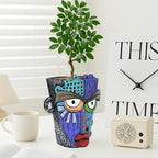 Midogaigai Abstract Face Planter Pots for Plants,Hand-Painted Colorful Flower Pots with Drainage,Indoor Outdoor Garden Decor Gift(Eclectic,Small)