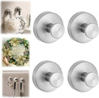 Suction Cup Hooks for Wreaths on Glass, Suction Cup Hooks for Inside Shower, Wreath Hangers for Front Doors, Metal Towel Hooks for Showers Bathrooms Mirrors (4, Sliver)