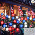 Upgraded 8 Pack Red White and Blue Solar Firefly Lights, 4th of July Solar Lights Patriotic Garden Lights Waterproof for 250th Anniversary National Day, Independence Day, Yard, Patio, Lawn Decorations