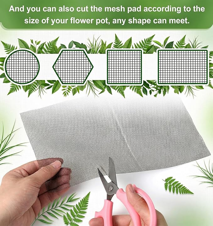 20Pcs Mesh for Plants, Black Garden Netting for Plants to Prevent Soil Leakage (11.8 x 7.8 in / 30 x 20 cm)