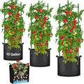Tomato Cages with 10 Gallon Grow Bags, 48 Inches Garden Tomato Planter, 3-Pack Tomato Trellis for Raised Garden Bed, Tomato Cage Pots Plant Support Stakes Trellis for Climbing Plants Vegetable Flowers