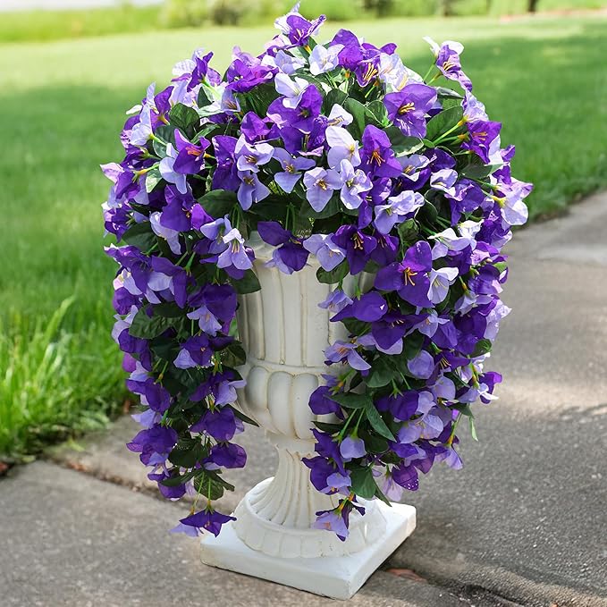 HyeFlora Bougainvillea Artificial Hanging Flowers Plants for Outdoors Decorations, 2pcs Fake Flowers Silk Bougainvillea Vines Realistic UV Resistant Faux Flowers for Planters Porch Patio Urn Yard, Mix