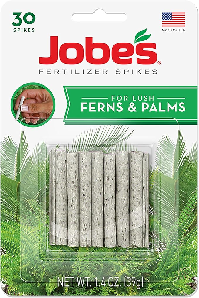 Jobe's Plant Food Fertilizer Spikes, Easy Plant Care for All Ferns and Palm Plants, 30 Count