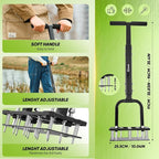 Saker Lawn Aerator Tool, 2026 Upgraded Manual Lawn Aerator with 15-Spike Heavy-Duty Yard Aeration Tool with Spring-Loaded Design, for Loosening Soil Aerating Patio, Yard, Garden Dark Black
