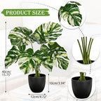 Briful Fake Plants Variegated Monstera Leaves Faux Plant Indoor in Black Pot Artificial Potted Plant Houseplant for Home Decor Patio Farmhouse Kitchen Bathroom