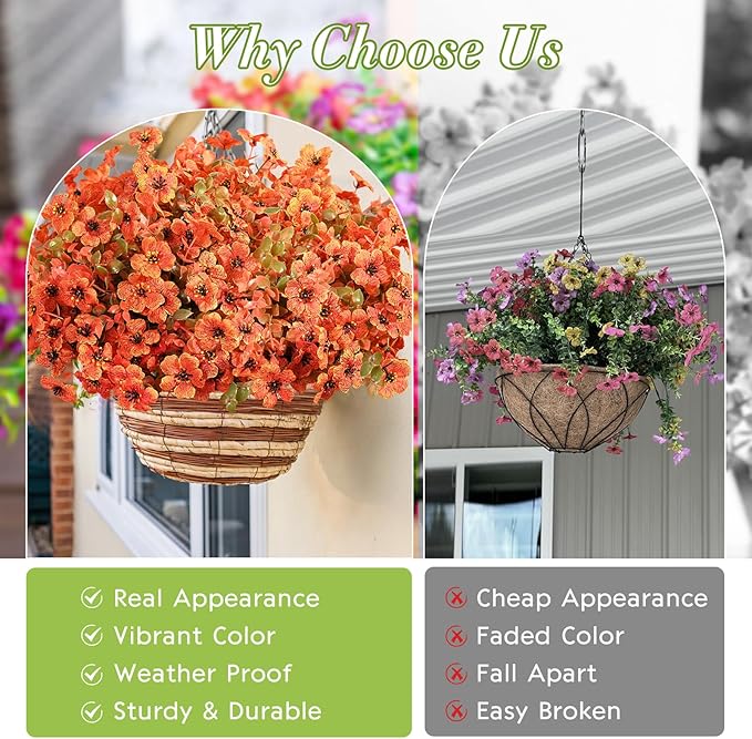 Waipfaru 36 Bundles Artificial Flowers for Outdoor Indoor, Faux Outdoor Plastic Plants UV Resistant Shrubs Outside Porch Patio Garden Boxwood Decor