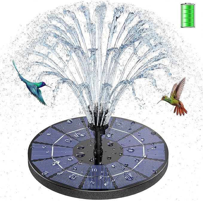 AISITIN 3.5W Solar Fountain Pump Built-in 1500mAh Battery, Bird Bath Fountain with 6 Nozzles, Solar Floating Water Pump for Bird Bath, Fish Tank, Pond, Pool, Garden and Outdoor