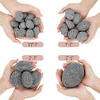 Skyflame 3-5 Inch Round Lava Rock Pebbles, 15 Pounds Black Natural Tumbled Stones for Indoor Outdoor Gas Fire Pit|Fireplaces|Garden Landscaping Decoration| Cultivation of Potted Plants