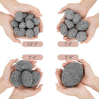 Skyflame Black Natural Tumbled Stones Round Lava Rock Pebbles for Indoor Outdoor Gas Fire Pit | Fireplaces | Garden Landscaping Decoration | Cultivation of Potted Plants | 10 Pounds | 1-2 Inch Size