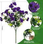 17 Inch Artificial Faux Pansy Flowers for Outdoor,Fake Pansies Flowers with Eucalyptus Leaves Fake Plants Greenery Boxwood Porch Patio Decor 6 Bundles(Dark Purple, Yellow, White)
