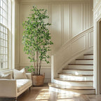 Bailikang Artificial Ficus Tree Indoor 8ft, Large Potted Faux Tree with Realistic Silk Leaves & Trunk for Home Office, Living Room Corner Decor